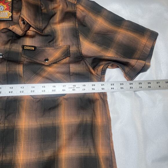 Dixxon Shirt Mens Size M Black Orange Plaid Pearl Snap D-Lux Bamboo The Hardin - Picture 6 of 8
